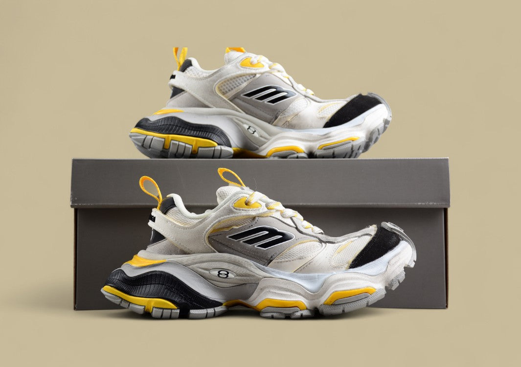 Balenciaga Cargo Sneaker in White/Yellow/Black